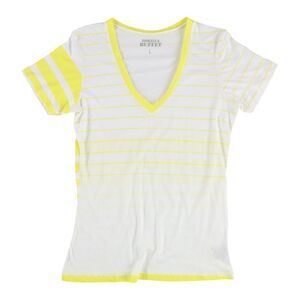 Gorilla Buffet Womens Two Tone Stripes Basic T-Shirt, White, NWT